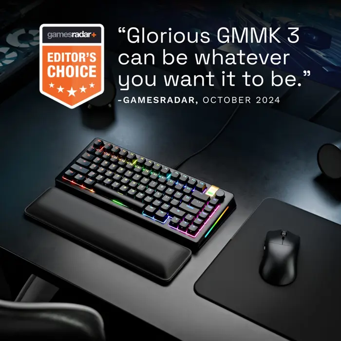 Glorious GMMK 3 Pro HE 75% Gaming Keyboard - Pre-Built, ANSI (US), Fox HE Switches, Black