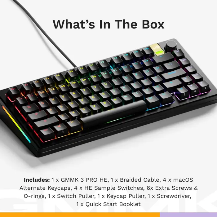 Glorious GMMK 3 Pro HE 75% Gaming Keyboard - Pre-Built, ANSI (US), Fox HE Switches, Black