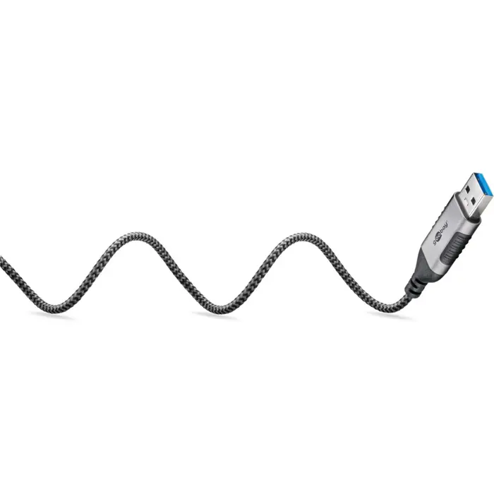 goobay Ethernet adapter cable USB-A 3.2 Gen1 > RJ-45, Slim (black/gray, 3 meters)