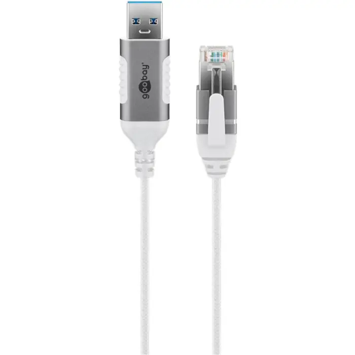goobay Ethernet adapter cable USB-A 3.2 Gen1 > RJ-45, Slim (white, 2 meters)