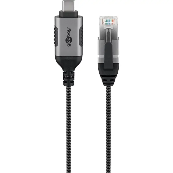 Goobay Ethernet adapter cable USB-C 3.2 Gen2 > RJ-45 (black/grey, 3 meters)