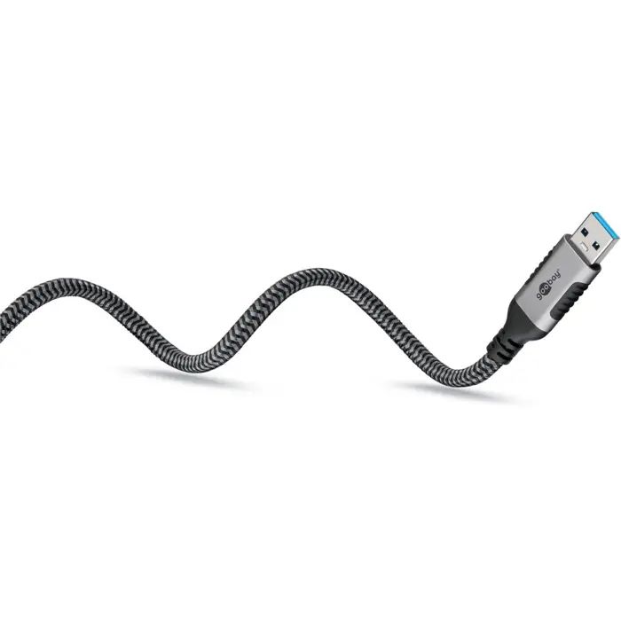 goobay Ethernet cable USB-A 3.2 Gen1 male > RJ-45 male, LAN adapter (black/silver, 1 meter)