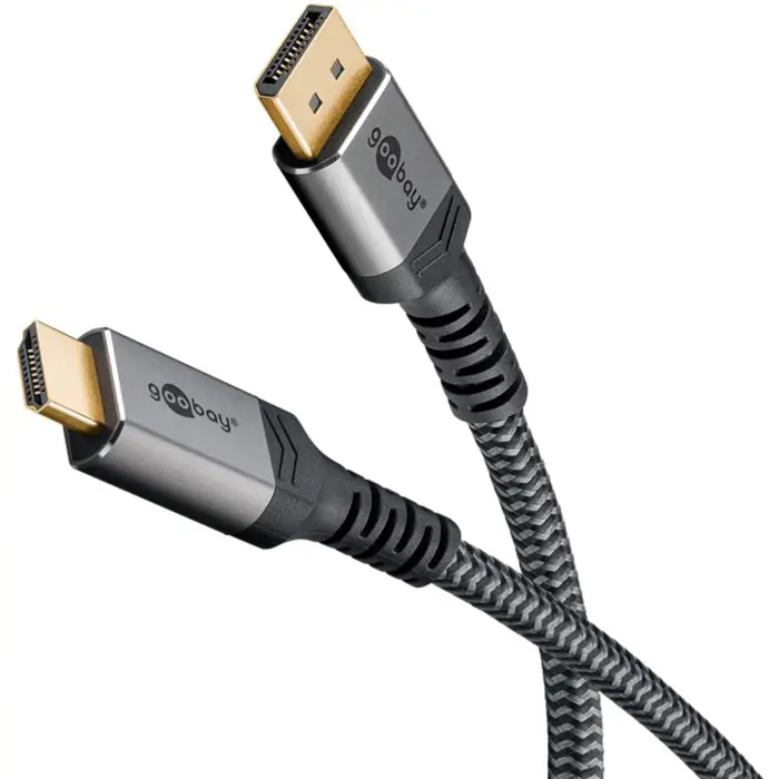 Goobay Plus DisplayPort > HDMI adapter cable, 4K @ 60Hz (gray, 2 meters)