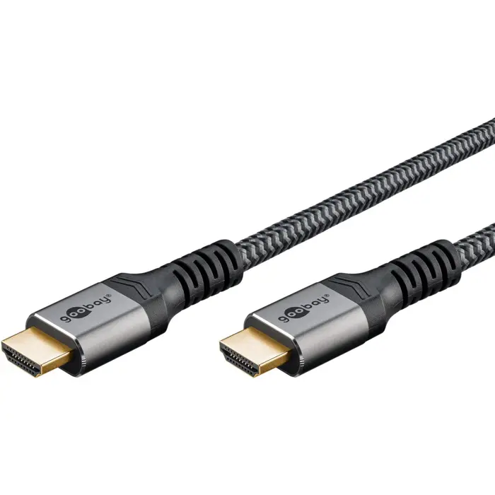 goobay Plus High Speed HDMI Cable with Ethernet, 4K @ 60Hz (grey, 15 meters)