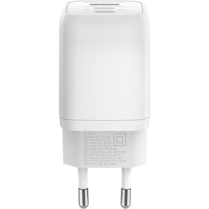 goobay USB-C fast charger Nano, PD, GaN, 65 watts (white, 1x USB-A, 2x USB-C PD, Charge 3.0)
