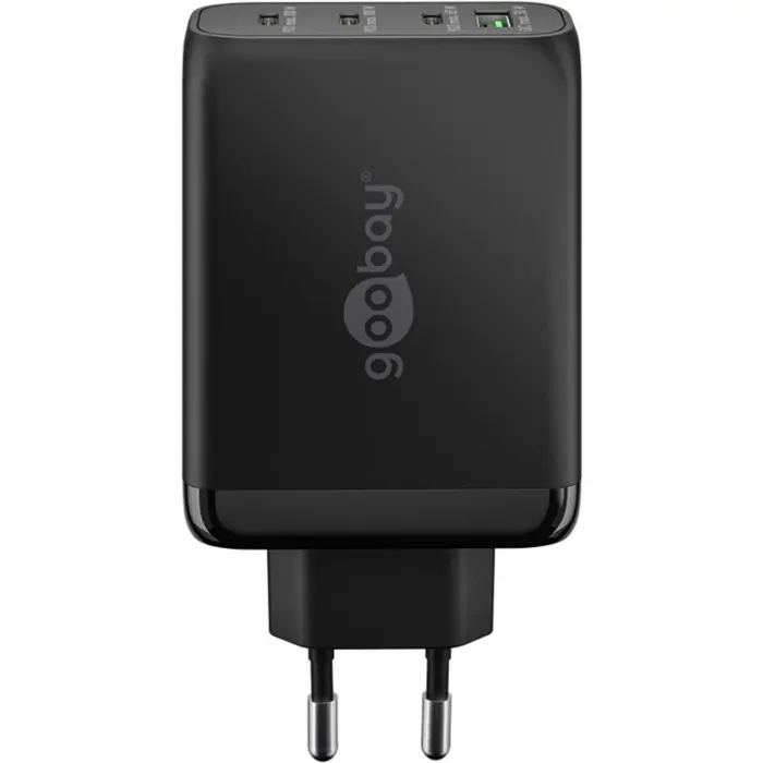 goobay USB-C PD multiport quick charger 100 watts (black, 1x USB-A QC, 3x USB-C PD, GaN technology)