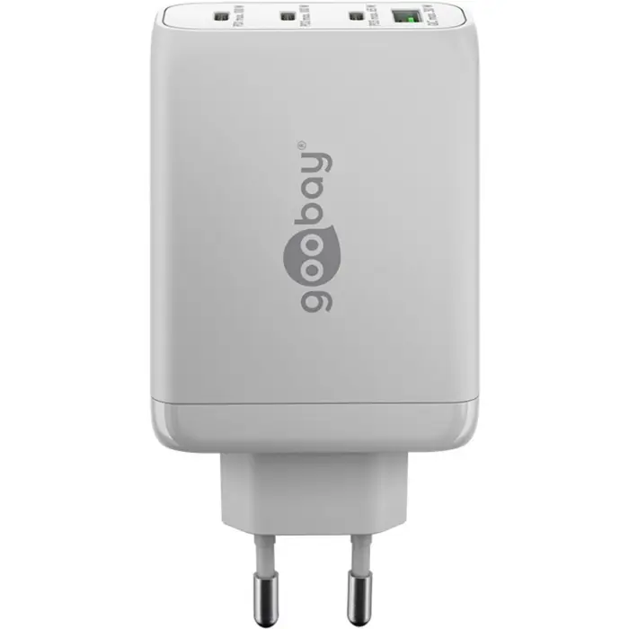 goobay USB-C PD multiport quick charger 100 watts (white, 1x USB-A QC, 3x USB-C PD, GaN technology)