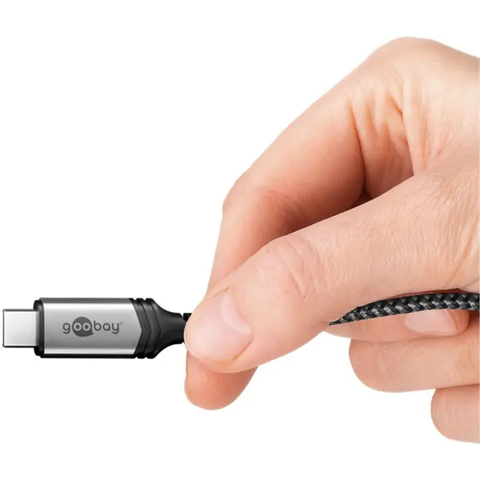Goobay USB4 Gen 3x2 cable, USB-C male > USB-C male, 40Gbit/s (black/gray, 1 meter, PD, charging with up to 240 watts)