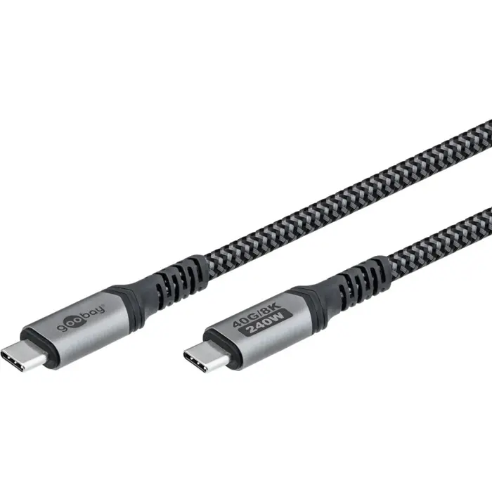 Goobay USB4 Gen 3x2 cable, USB-C male > USB-C male, 40Gbit/s (black/gray, 1 meter, PD, charging with up to 240 watts)