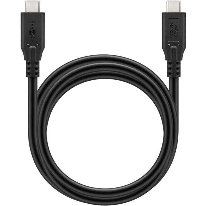 Goobay USB4 Gen 3x2 cable, USB-C plug > USB-C plug, 40Gbit/s (black, 2 meters, PD, charging with up to 100 watts)