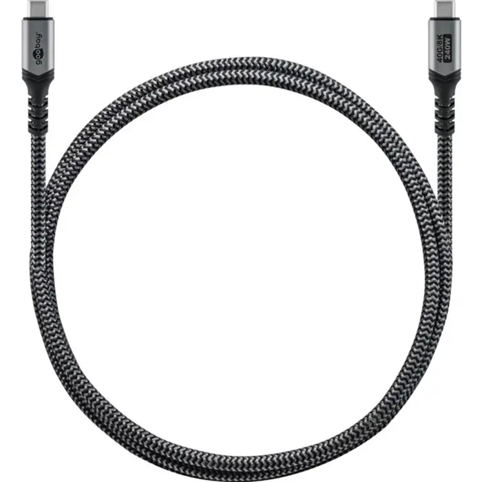 Goobay USB4 Gen 3x2 cable, USB-C plug > USB-C plug, 40Gbit/s (black/gray, 0.5 meter, PD, charging with up to 240 watts)