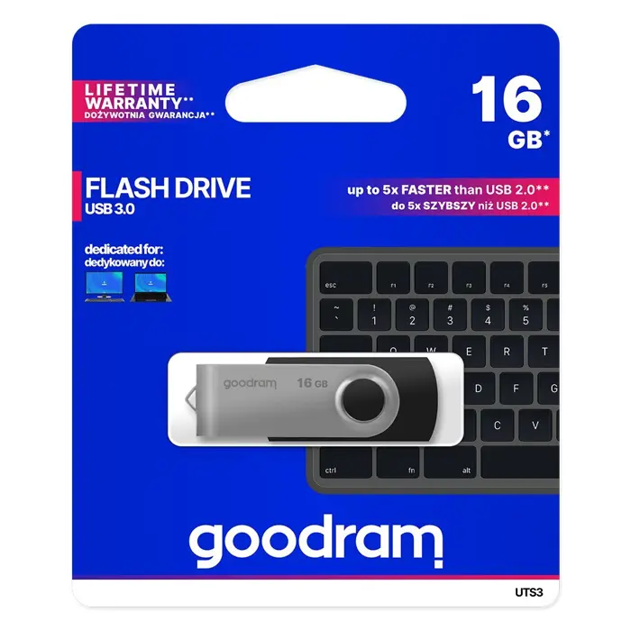 Goodram UTS3 USB flash drive 16 GB USB Type-A 3.2 Gen 1 (3.1 Gen 1) Black
