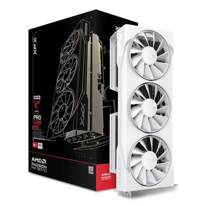 Graphics card. XFX Swift RX 9070 White 3-FAN GAM E 16G