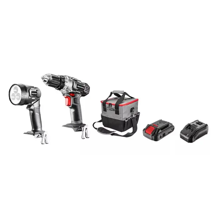 Graphite cordless tool set drill/driver, flashlight, bag, Energy+ 18V battery and charger