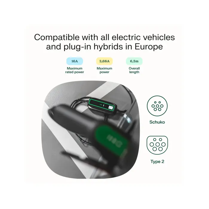 Green Cell (EV16) 3.6kW, 10/16A Schuko - Tip 2 mobilni punjač za punjenje električnih vozila i Plug-In hibrida 5m