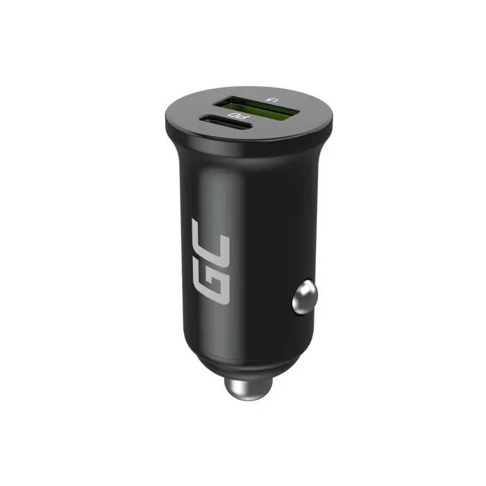 Green Cell GC CADM-GC-38AC - USB-Ladegeraet 38 W 1x USB-C USB-A black Flashlight, GPS, Headphones, Mobile phone, Navigator, Other, Portable speaker, Power bank, Smartphone, Smartwatch, Tablet, Unive