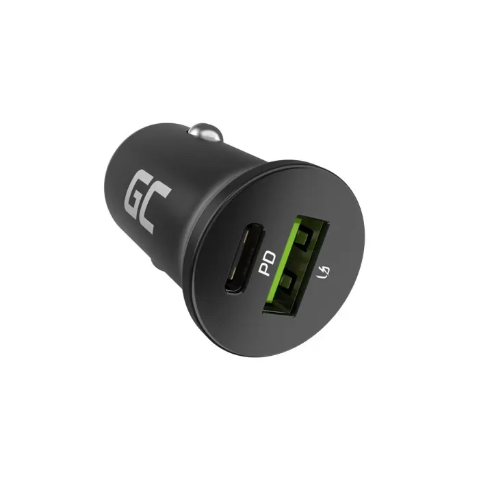 Green Cell GC CADM-GC-38AC - USB-Ladegeraet 38 W 1x USB-C USB-A black Flashlight, GPS, Headphones, Mobile phone, Navigator, Other, Portable speaker, Power bank, Smartphone, Smartwatch, Tablet, Unive