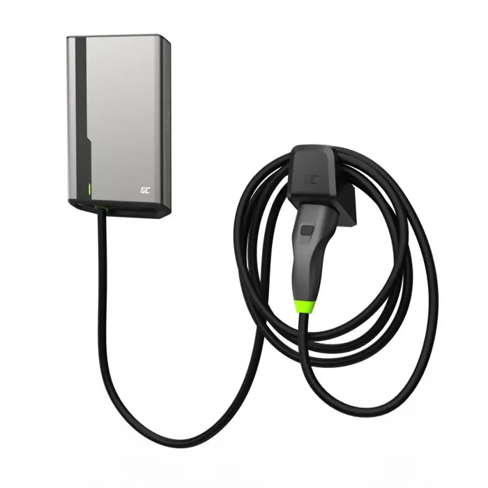 Green Cell GC EVGC021B2275 - Wallbox, 3,6 - 22 KW, 7,5 m, NFC Grey Aluminium Wall Built-in display LED