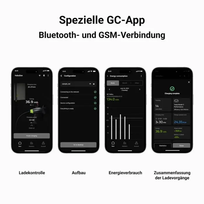 Green Cell GC EVGC021B2275 - Wallbox, 3,6 - 22 KW, 7,5 m, NFC Grey Aluminium Wall Built-in display LED