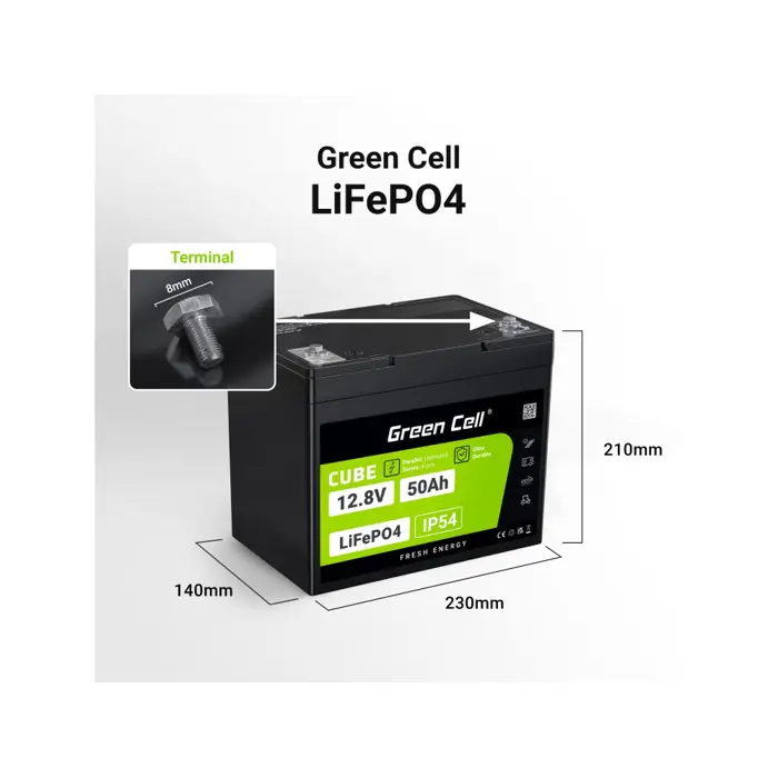 Green Cell LFPGC12V50AH UPS battery Lithium Iron Phosphate (LiFePO4) 12 V 50 Ah