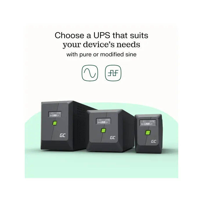 Green Cell UPS (UPSLM900) 1500VA/900W, Modified sine wave, Line Interactive AVR, LCD