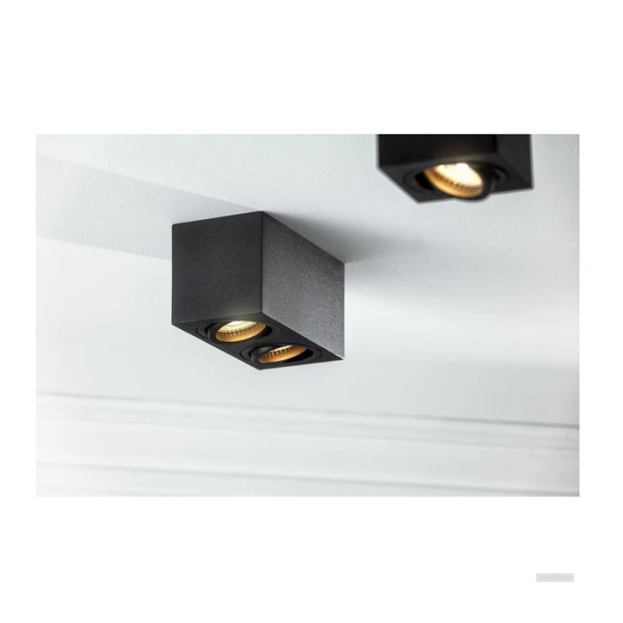 GTV ceiling lamp AVEIRO DUO BIS 2xGU10 square, black