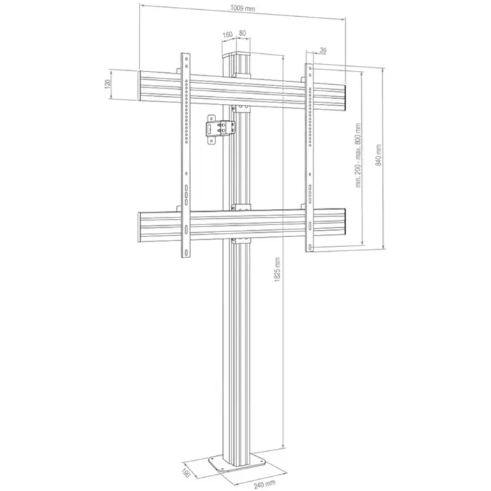 HAGOR CPS Floor-Wall Single, VESA 900 x 800, 75" - 86", monitor mount black