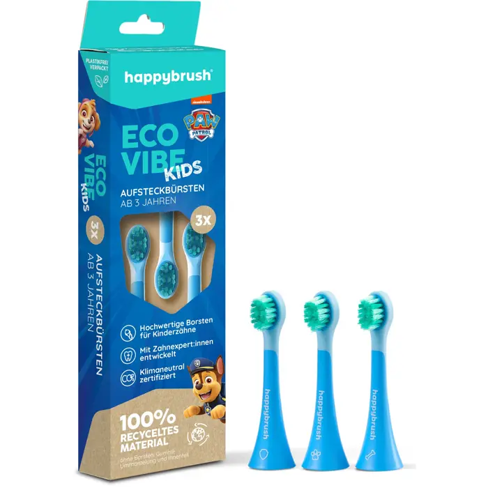 Happybrush ECO VIBE KIDS Paw Patrol + 3 Refills, Electric Toothbrush (light blue)
