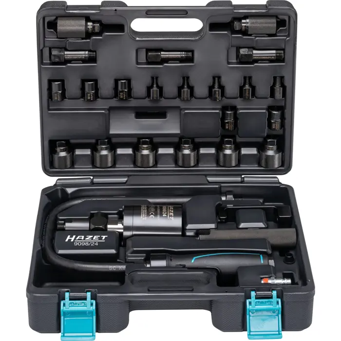 Hazet Pneumatic Injector Impact Extractor 9098/24 24-piece, including air connection nipple