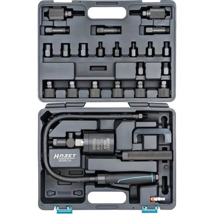 Hazet Pneumatic Injector Impact Extractor 9098/24 24-piece, including air connection nipple