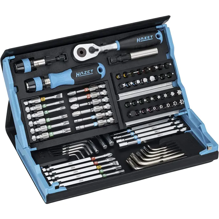 Hazet SmartCase bit set 2200SC-31, 73 pieces (black/blue, 1/4, with reversible ratchet)