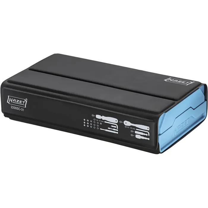Hazet SmartCase bit set 2200SC-31, 73 pieces (black/blue, 1/4, with reversible ratchet)