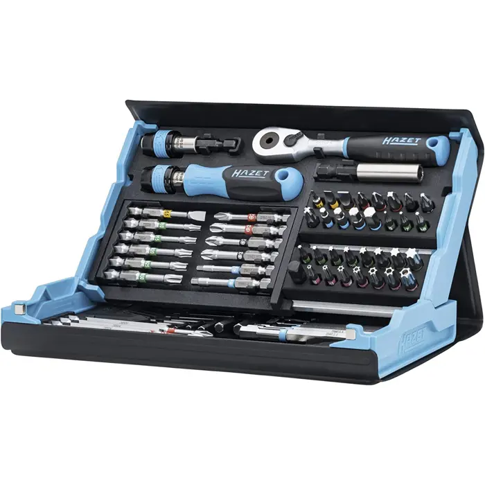 Hazet SmartCase bit set 2200SC-31, 73 pieces (black/blue, 1/4, with reversible ratchet)
