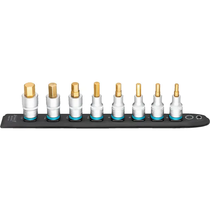 Hazet SmartRail 1/2 socket set, hexagon socket, 8 pieces (black, 6mm - 17mm, short)
