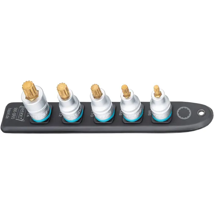 Hazet SmartRail 1/2 socket set, multi-tooth, 5 pieces (black, M6 - M14, short)