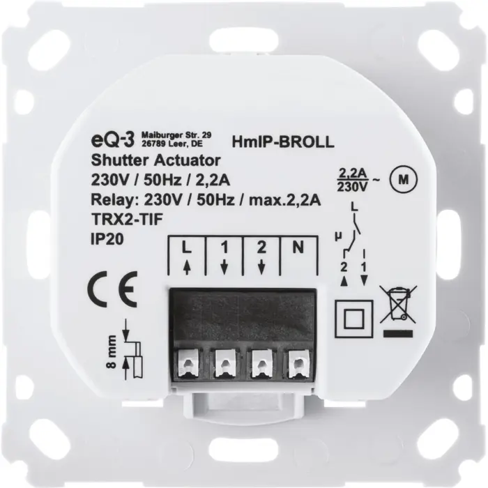 Homematic IP roller shutter actuator for brand switches