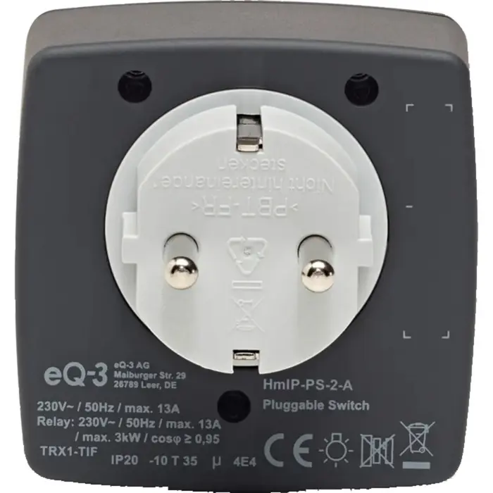 Homematic IP switching socket (HmIP-PS-2-A) anthracite