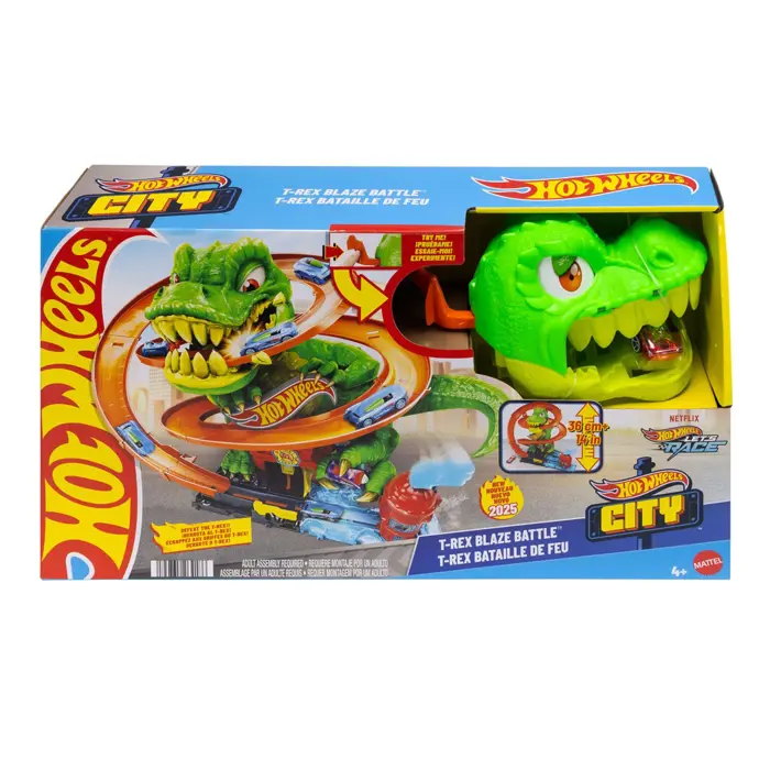 Hot Wheels City Twisted Track Fire Station T-Rex JBM73 MATTEL
