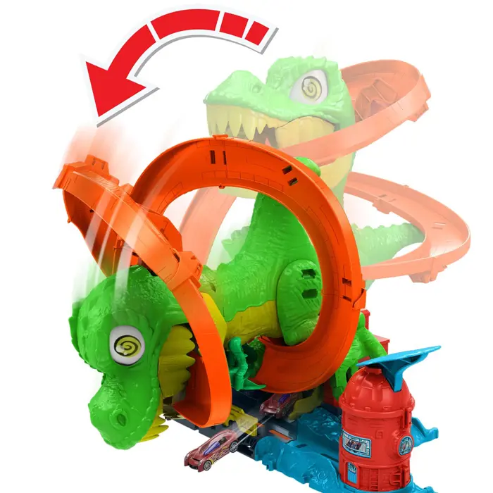 Hot Wheels City Twisted Track Fire Station T-Rex JBM73 MATTEL