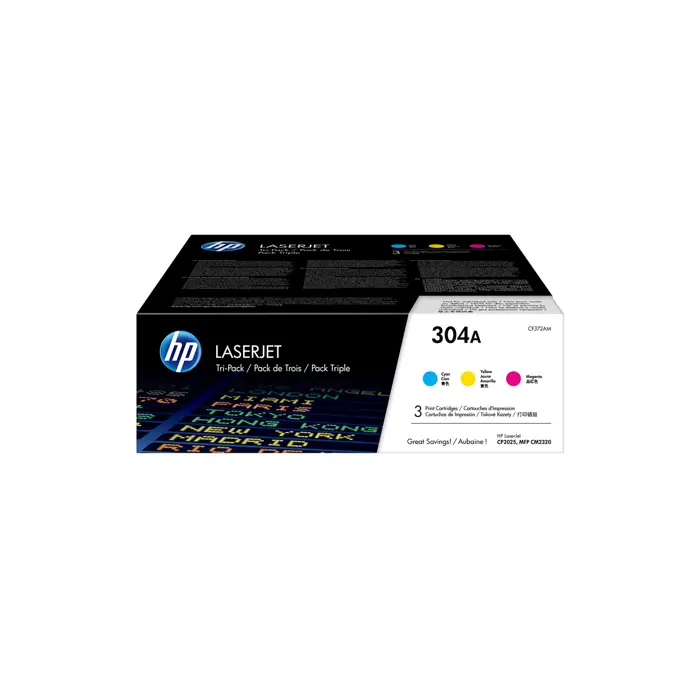 HP 304A 3-pack Cyan/Magenta/Yellow Original LaserJet Toner Cartridges