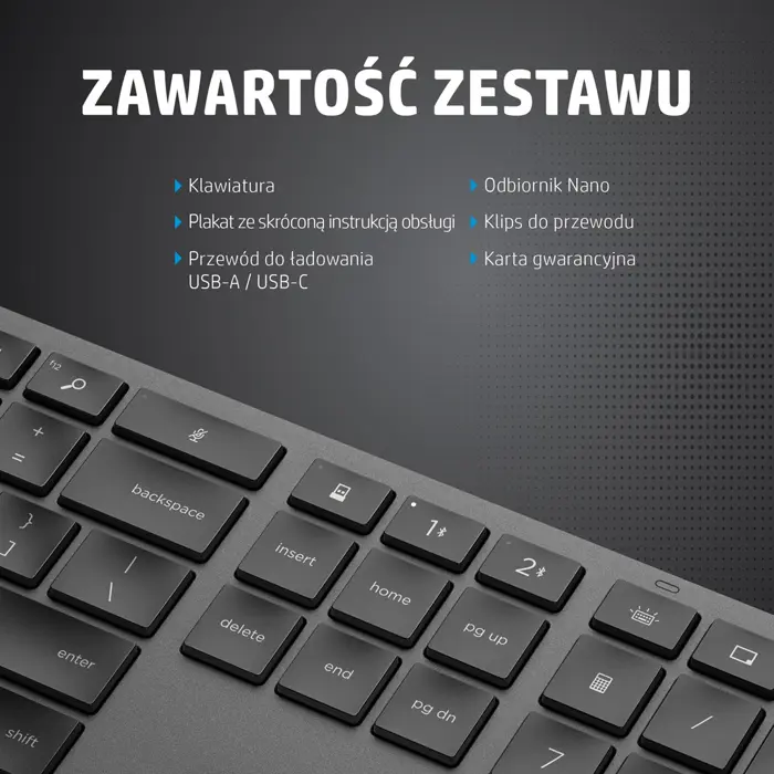 HP klawiatura bezprzewodowa 975 programowalna - odbiornik USB + Bluetooth - czarna QWERTY (3Z726AA#ABB)