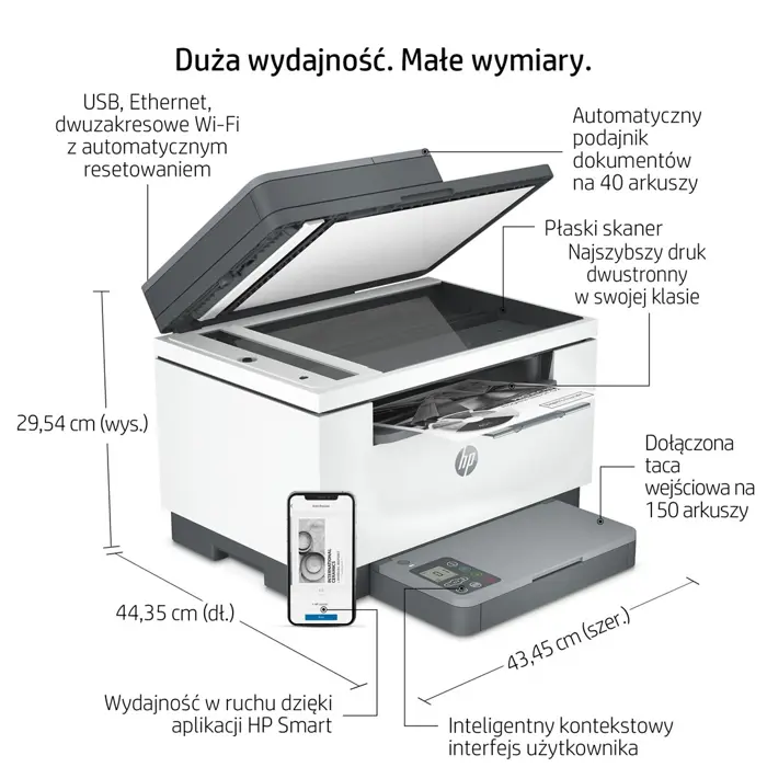 HP LaserJet MFP M234sdw Printer, Black and white, Printer for Small office, Print, copy, scan, Scan to email; Scan to PDF; Compact Size; Energy Efficient; Fast 2 sided printing; 40-sheet ADF; Dualband