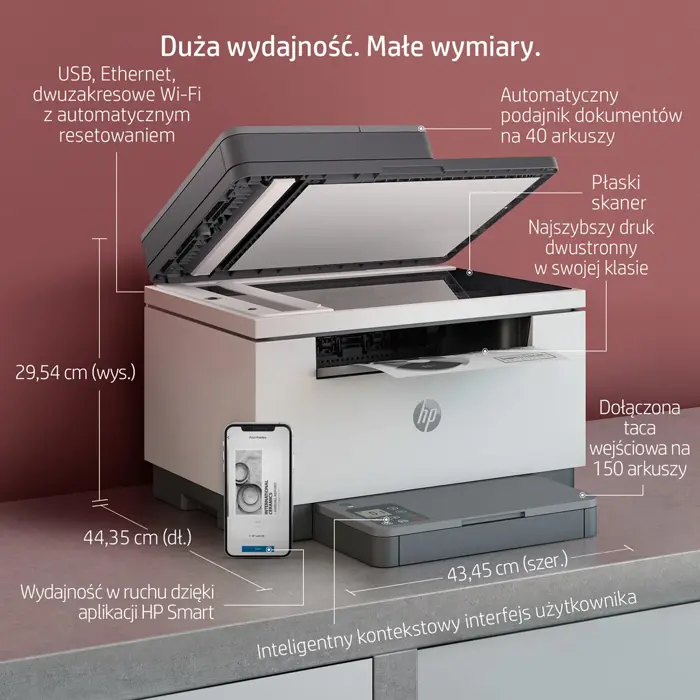 HP LaserJet MFP M234sdw Printer, Black and white, Printer for Small office, Print, copy, scan, Scan to email; Scan to PDF; Compact Size; Energy Efficient; Fast 2 sided printing; 40-sheet ADF; Dualband