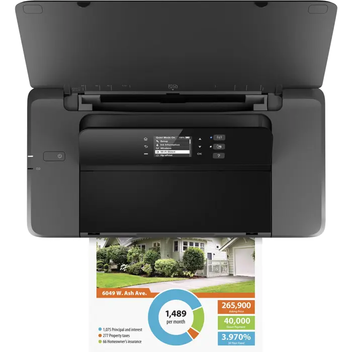 HP Officejet 200 Mobile Printer, Print, Front-facing USB printing