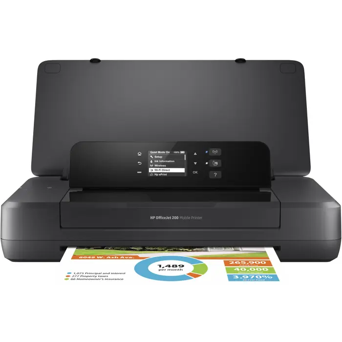 HP Officejet 200 Mobile Printer, Print, Front-facing USB printing