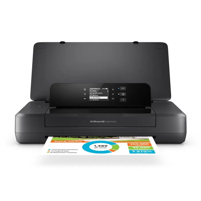 HP Officejet 200 Mobile Printer, Print, Front-facing USB printing