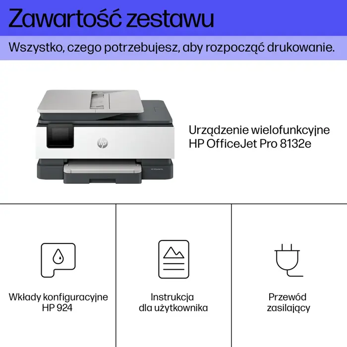 HP OfficeJet Pro HP 8132e All-in-One Printer, Color, Printer for Home, Print, copy, scan, fax, HP Instant Ink eligible; Automatic document feeder; Touchscreen; Quiet mode; Print over VPN with HP+