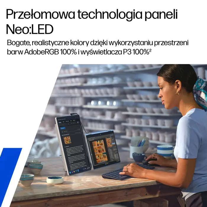 HP Series 5 Pro WQXGA Portable Monitor - 514pn monitor komputerowy 35,6 cm (14") 2560 x 1600 px LCD Srebrny