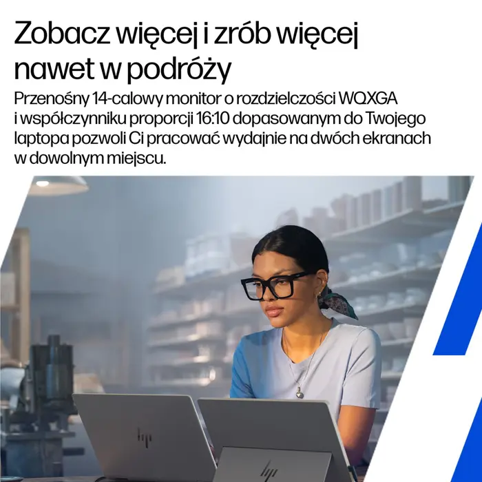 HP Series 5 Pro WQXGA Portable Monitor - 514pn monitor komputerowy 35,6 cm (14") 2560 x 1600 px LCD Srebrny