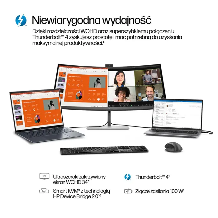 HP Series 7 Pro 34 inch WQHD Conferencing Monitor - 734pm